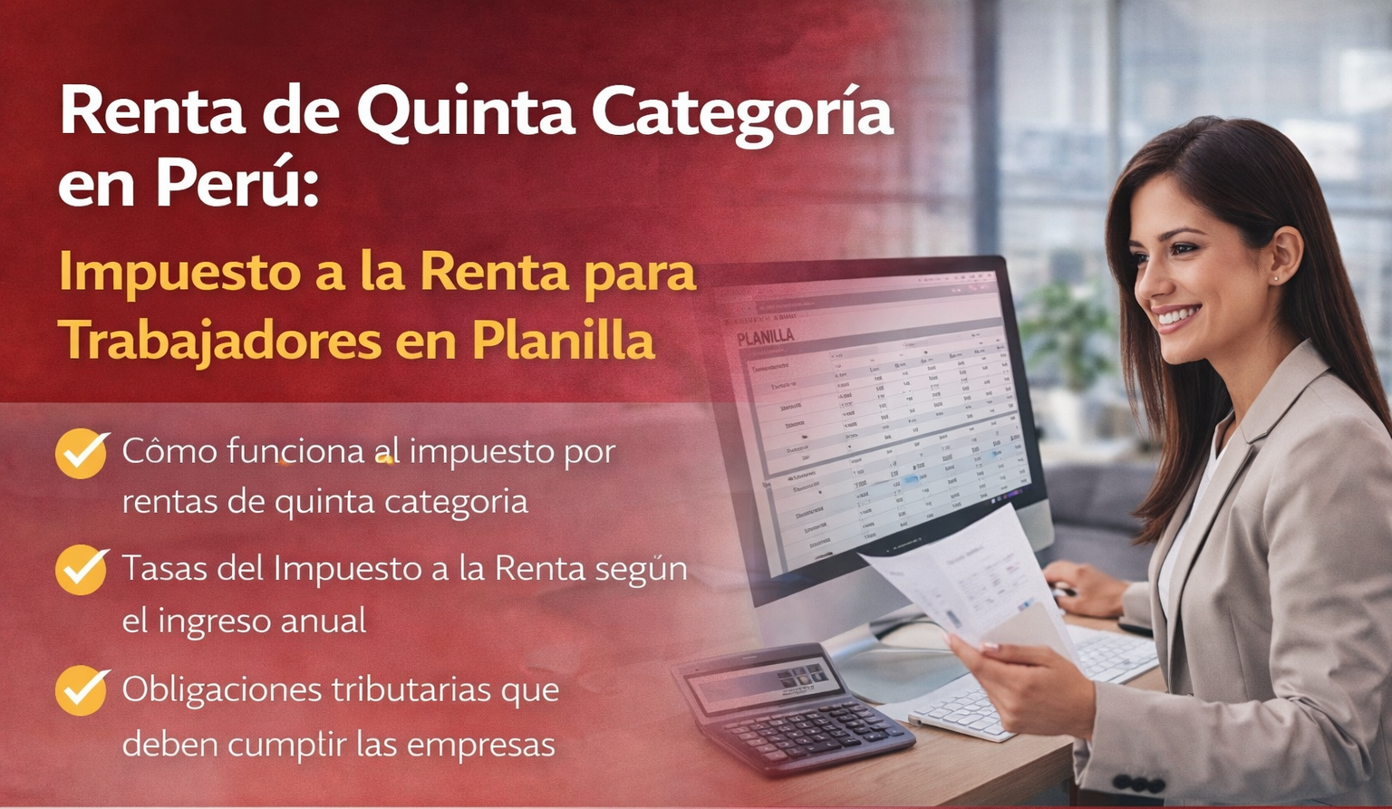 Renta de Quinta Categoría en Perú: impuesto a la renta para trabajadores en planilla