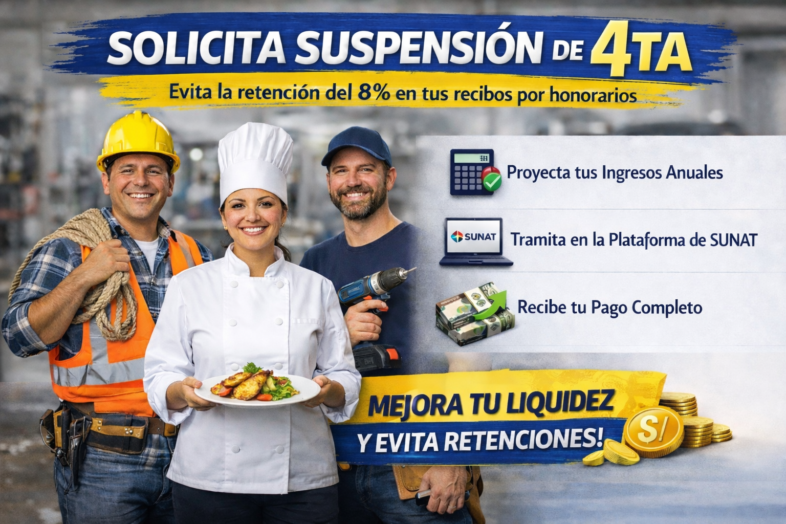 Suspensión de 4ta categoría en Perú: cómo solicitarla en SUNAT y evitar retenciones del 8% en recibos por honorarios