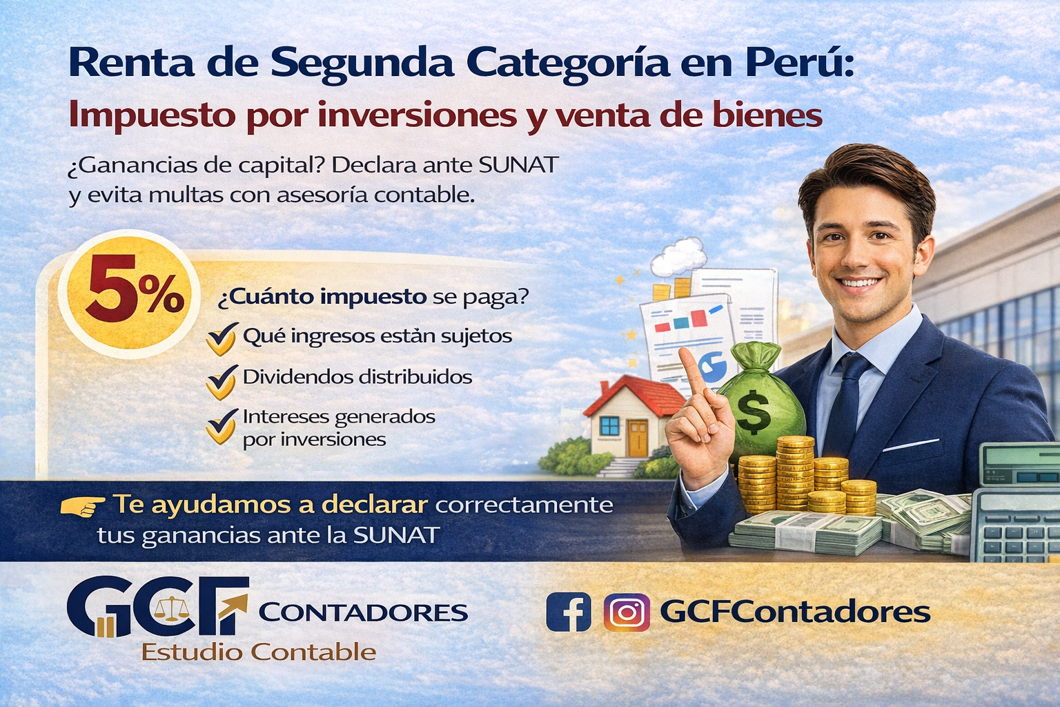 Renta de Segunda Categoría en Perú: impuesto por ganancias de inversiones y venta de bienes